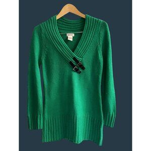 MONROE & MAIN- WOMENS KNIT LONG SLEEVE GREEN V-NECK SWEATER SIZE SMALL